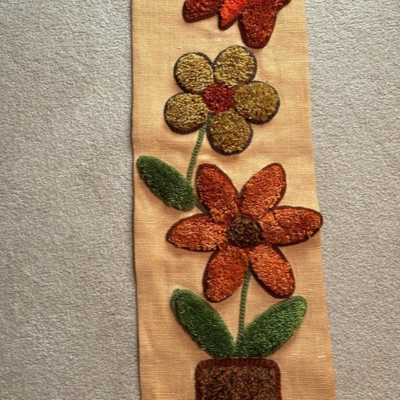 Vintage Flower Wall Hanging Burlap retro - Picture 3 of 5